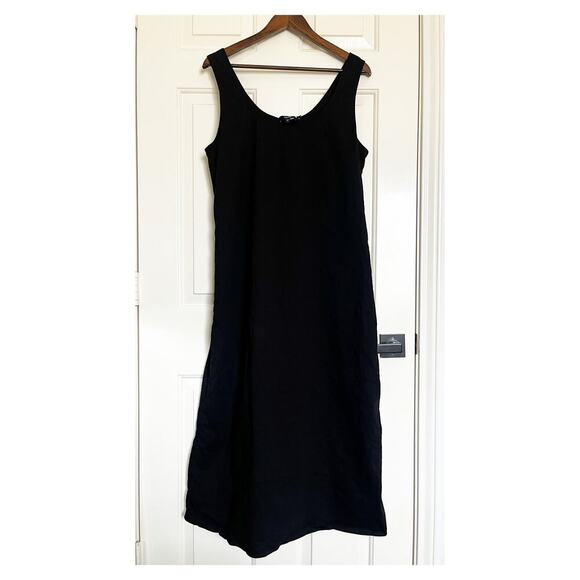 Theory Eco Crunch Scoop Neck Sleeveless Midi Dress Black XL - Picture 2 of 6